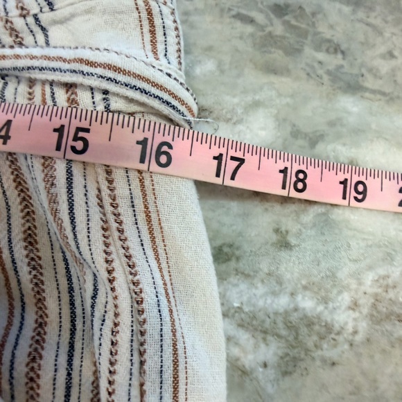 Democracy Linen Blend Striped Pants Size 6 Drawstring Waist Cropped raw hem - Picture 7 of 10